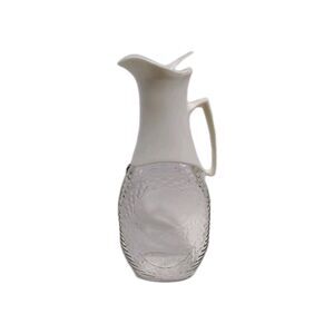 Log Cabin Syrup Glass Pitcher Dispenser 10.5'' Pour Handle Spout Pancakes Waffle